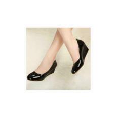 Sepatu Wedges Wanita JA08 Sintetis Glossy - Black