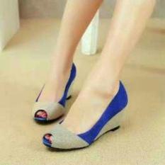Sepatuafa Wedges Sepatu Kerja Pesta Glitter Al11 Biru