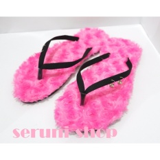Seruni Flat Sandals Jepit Bulu Pink