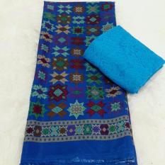 Set kain satin bali murah songket bintang biru dan brokat turkis - turkis