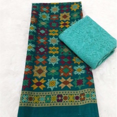 Set kain satin bali murah songket bintang hijau dan brokat mint - mint