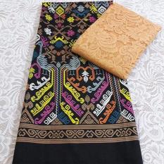 Set kain satin bali songket merak hitam dan brokat golg lembaran