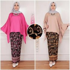 Set Kebaya Modern, Kebaya Muslimah Modern, setelan Kebaya batik (Pink+Brown)