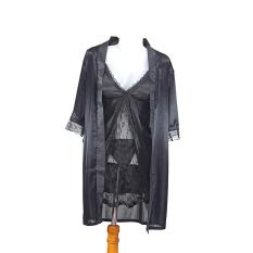Set Kimono & Lingerie HRS For Bridal Shower Fashion Baju Tidur - Black