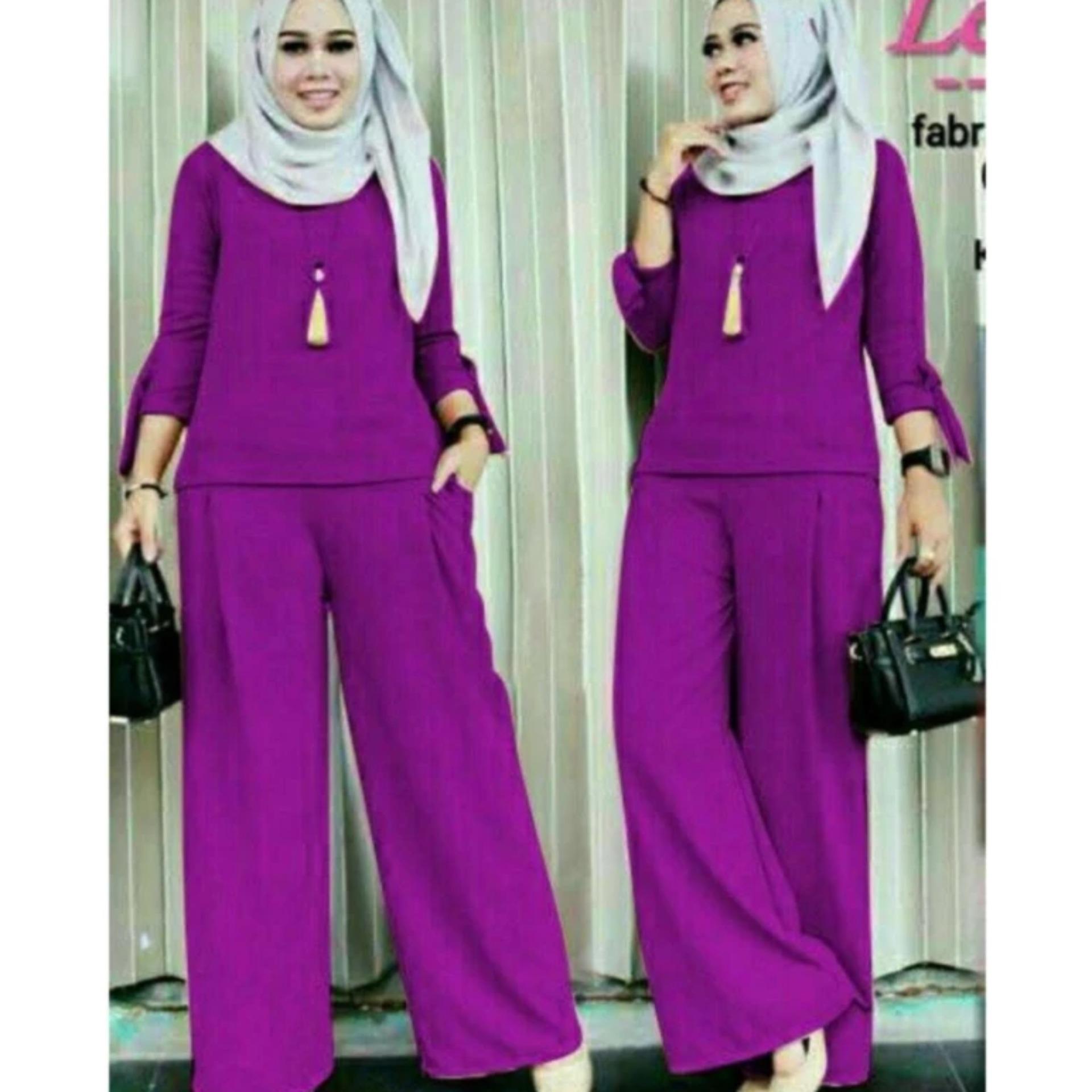Set Levita Magenta Setelan Baju Muslim Polos Wanita - PF