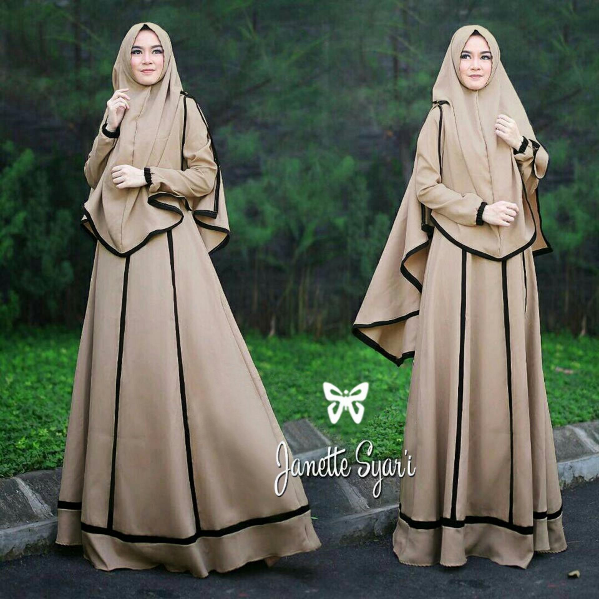 UC Dress Gamis Muslim Imelda / Gamis Muslim Syari Syar'i Fashion Maxi / Syari Simple Elegant / Baju Muslim Wanita (nettaja) SS - Mocca