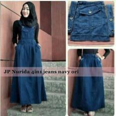 Set Nurida 3In1 Rok Kodok Maxidress Jeans Setelan Wanita Hijab A043 - W7hreo