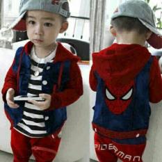Set Spiderman Boy Pakaian Stelan Baju Anak Laki