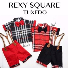 Setelan Anak Cowok Kemeja kotak plus Suspender - Baju Anak Laki-Laki Murah - Stelan Formal dasi - Pakaian Pesta Bayi