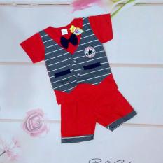 Setelan baju anak laki laki /cowok model kaos rompi dan celana (cocok untuk lebaran) - Merah