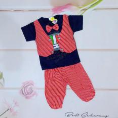 Setelan baju anak laki laki /cowok model kaos rompi kemeja dan celana (cocok untuk lebaran) - Biru