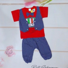 Setelan baju anak laki laki /cowok model kaos rompi kemeja dan celana (cocok untuk lebaran) - Merah