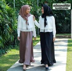 Setelan Baju Wanita / Hijab / Atasan Putih / Rok Hitam : Saleana Set