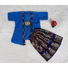 setelan batik anak bahan katun warna biru BAC29