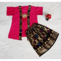 setelan batik anak bahan katun warna pink BAC29 1-5tahun