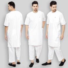 SETELAN Gamis ARABI Pria Pakaian Muslim Pria Tangan Pendek Al isra