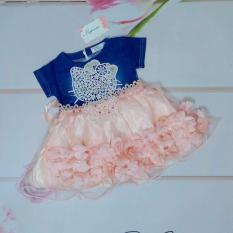 Setelan gaun baju anak perempuan /cewek model pesta, baju dan rok (cocok untuk lebaran) - Peach