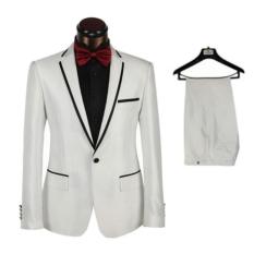 Setelan Jas & Celana Formal - Jas Wedding - Jas Formal - Putih List Hitam