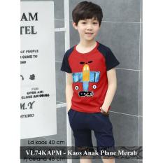 Setelan Kaos Anak Laki Laki Berkualitas - Pusat Baju Anak -VL74KAPM - Plane Merah fit 4-6 tahun