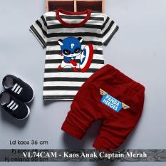 Setelan Kaos Anak Murah - Pusat Baju Kids Terbaru - VL74CAM - Kaos Anak Captain America Merah fit 3-5 tahun