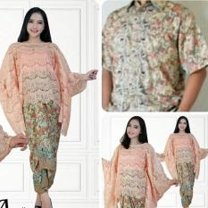 setelan kebaya modern couple wanita brukat dan baju batik pria terbaru