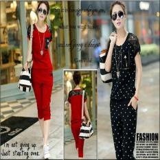 Setelan (M - Fit L) DOTIE Black - Spandek Kombinasi Brokat
