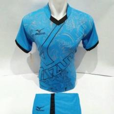 setelan olahraga kaos bola jersey futsal baju volly mizuno abstrak biru muda