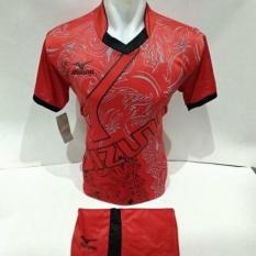 setelan olahraga kaos bola jersey futsal baju volly mizuno abstrak merah