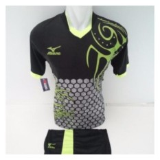 setelan olahraga kaos bola jersey futsal baju volly mizuno batik hitam hijau
