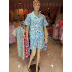 Setelan Piyama Katun Daster Kemeja Sleepwear Pajamas Lucu Baju Tidur Murah 3342887 Hamster Blue