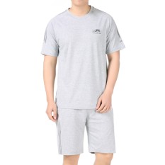 Setengah Baya Setengah Baya Pria Leher Bulat Lengan Pendek Ayah Lari Pagi (1358 Abu-abu)