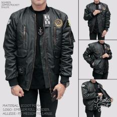 SEVEN KEYS Jaket bomber premium BGSR pocket pria keren - Black - Hitam
