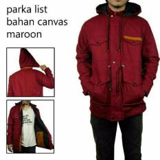 SEVEN KEYS Jaket parka saku strip suede premium pria keren - Maroon