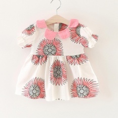 Sexe Mara Baby Girl Sunflower Cetak Pakaian Kasual Anak Putri Gaun (pink)-Intl