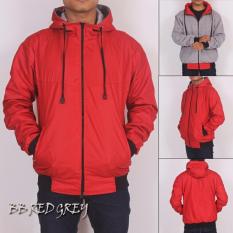 SH Jaket bb pria model bolak balik two ini one keren - ( Merah dalam abu )