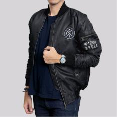 SH Jaket bomber pria pocket original aftersix keren - ( Hitam )