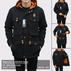 SH Jaket pria parka pocket keren - ( Hitam)
