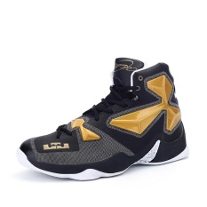 SHAKE Sepatu Basket Man Ventilasi Tahan Aus Olahraga Sepatu Anak Laki-laki Anak (Hitam Kuning)-Intl