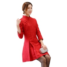 Shanghai Story 3/4 Lengan Cina Cheongsam Gaun Pendek Qipao Oriental Gaun CML00959-Internasional