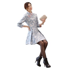 Shanghai Story 3/4 Lengan Cina Cheongsam Gaun Pendek Qipao Oriental Gaun CML00969-Internasional