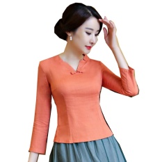 Shanghai Story 3/4 Lengan Cina Cheongsam Gaun Pendek Qipao Oriental Gaun-Internasional