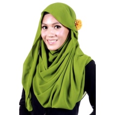 SELENDANG LABUH RAISHA CHIFFON GEORGETTE KOREA PLAIN HIJAU-Intl