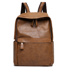 Shinhan Korea Fashion Style Kulit Bisnis Tas Trendi Tas Ransel (Coklat)