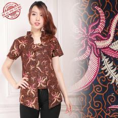 Shining Collection Atasan Blouse Belina Batik Kemeja-Coklat