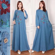 Shining Collection Gamis Maxi Citra Longdress Jumbo Jeans - BIru Muda