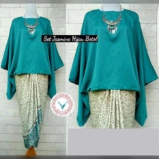 Shining Collection Stelan Kebaya Batwing Syahrini Jumbo Blouse dan Rok Lilit - Hijau