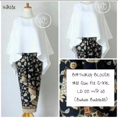 Shining Collection Stelan Kebaya Batwing Syahrini Jumbo Blouse dan Rok Lilit - Putih