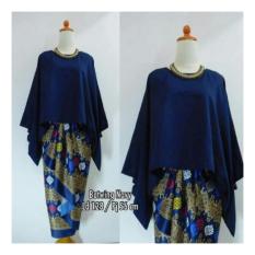 Shining Stelan Kebaya Nicka Batik Blouse Kalong Dan Rok Lilit Jumbo-Navi