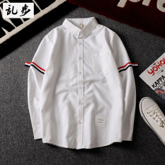 Artis Korea Modis Gaya Oxford Warna Polos Pria atau Wanita Kemeja Lengan Panjang Kemeja (203 Baju Kemeja Putih)