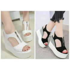 SHM-274 WEDGES HITAM/PUTIH RESLETING TALI BELAKANG